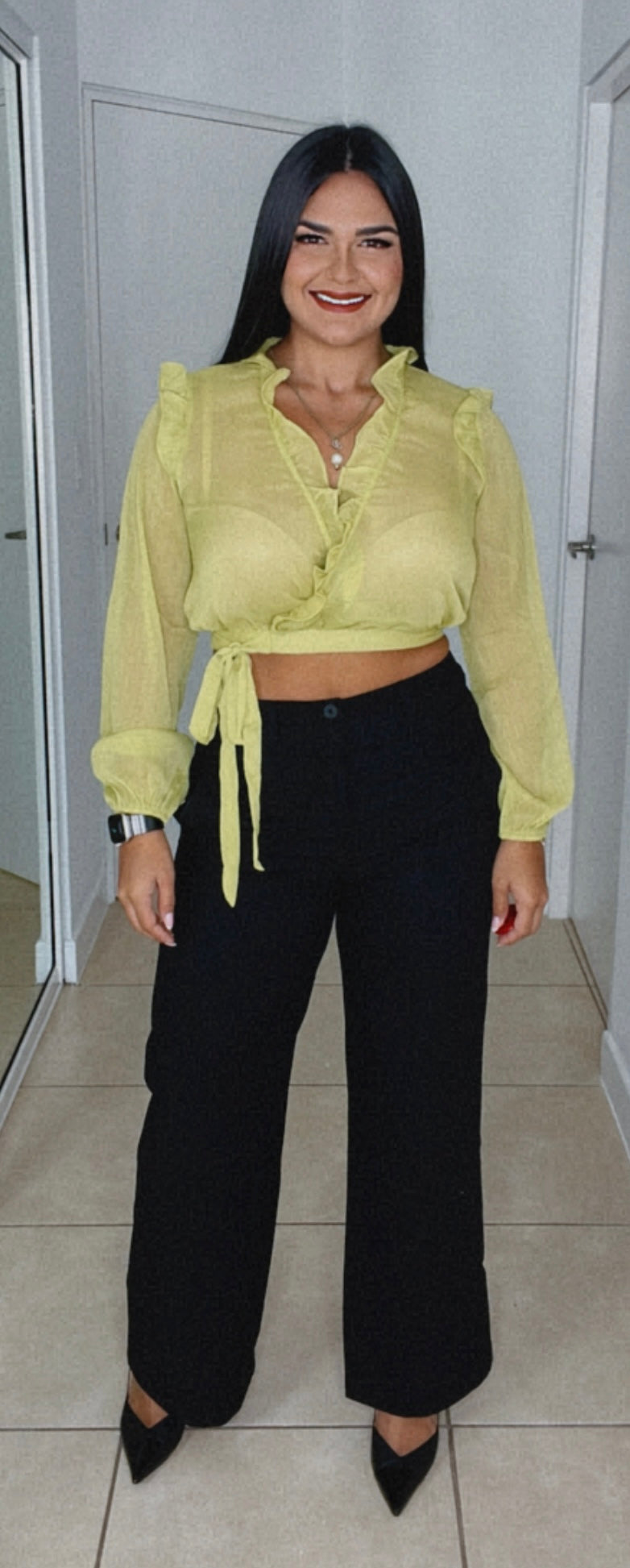 Lime Ruffle Crop Top