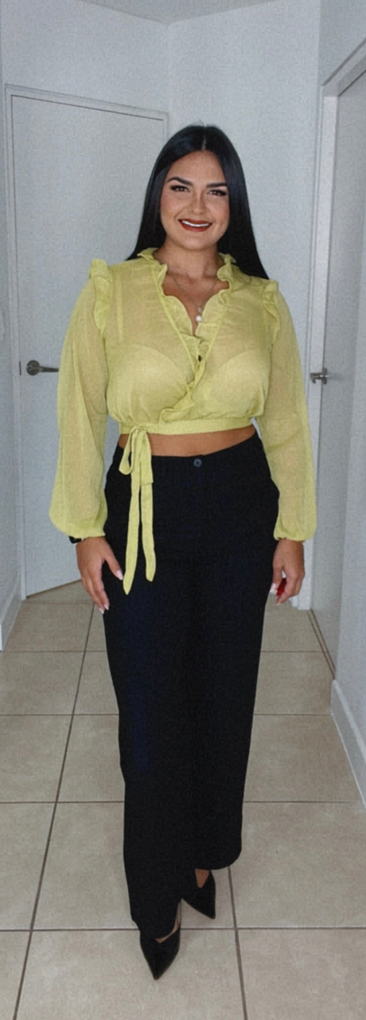 Lime Ruffle Crop Top